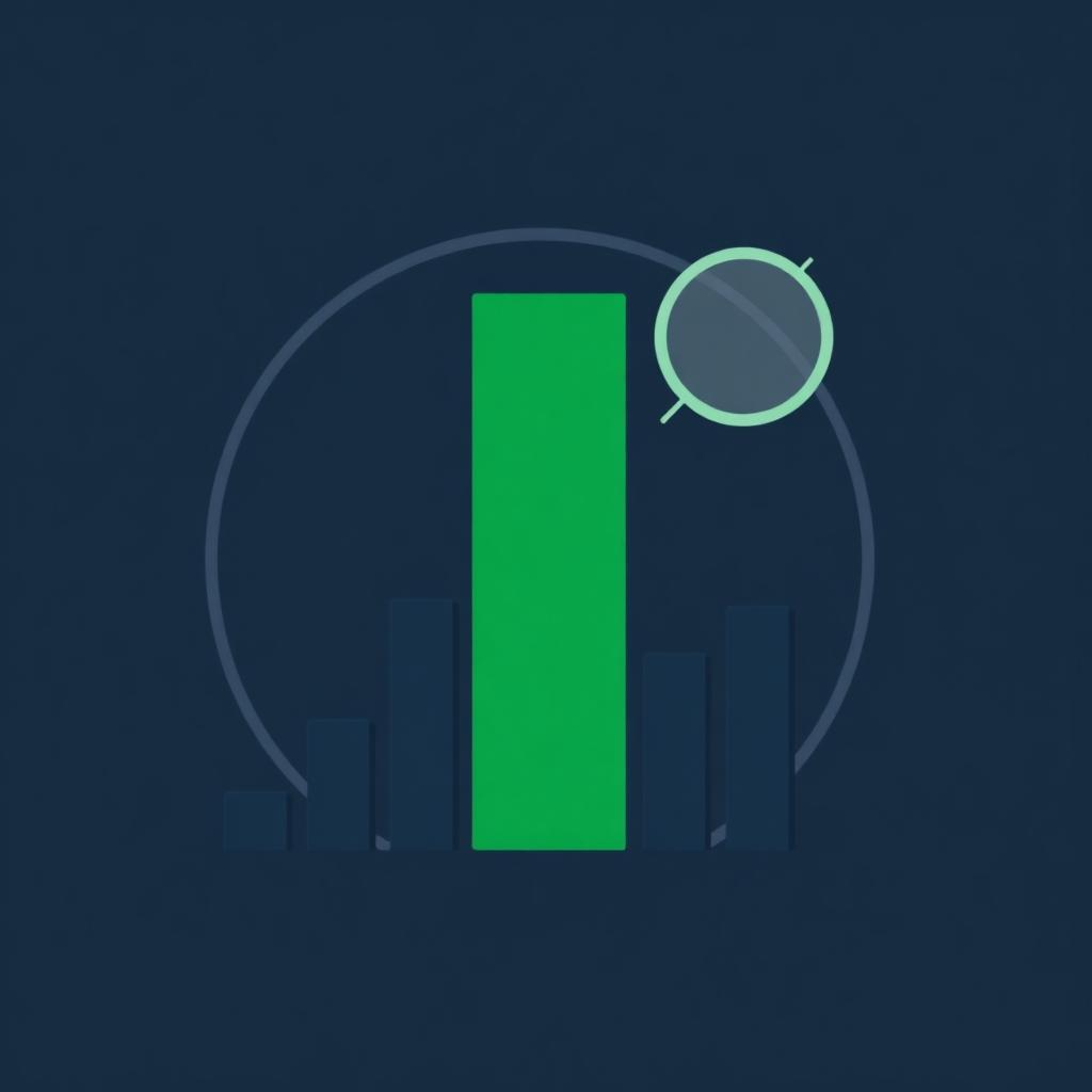 Giant green volume bar towering over smaller bars with magnifying glass — how to read RVOL