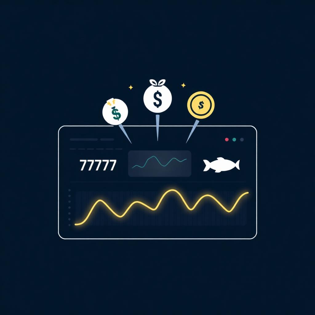Scanner dashboard with vibe icons 777, moneybag, coin, and fish — reading the tape at a glance