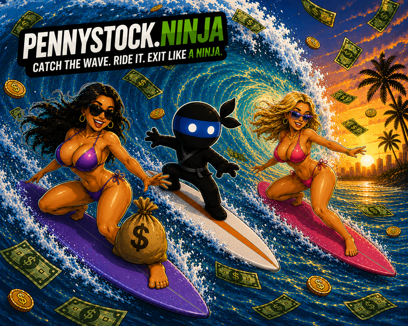 PennyStock.Ninja — catch the wave, ride it, exit like a ninja
